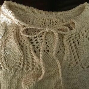 Vintage hand knitted cotton top Ecru in color .